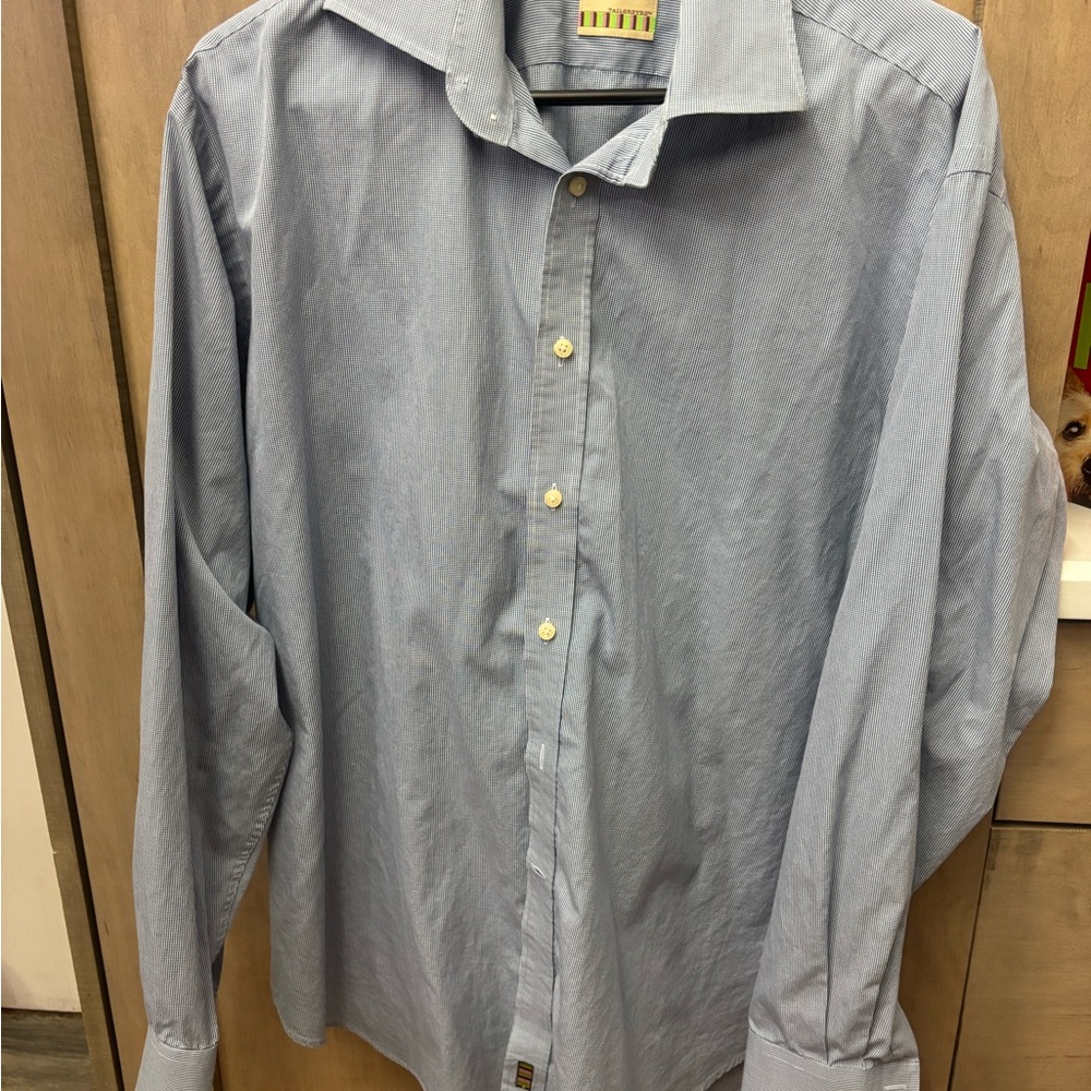 TAYLORBYRD Collection Blue White Mens Button Down Long Sleeve Shirt Size Large